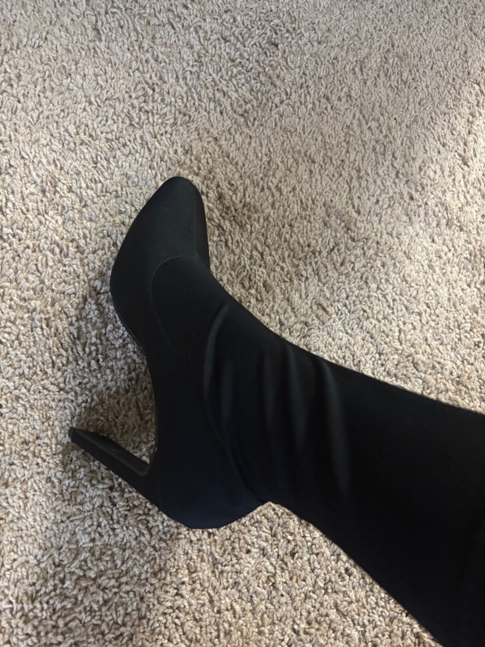 Mid-calf high-heeled boot